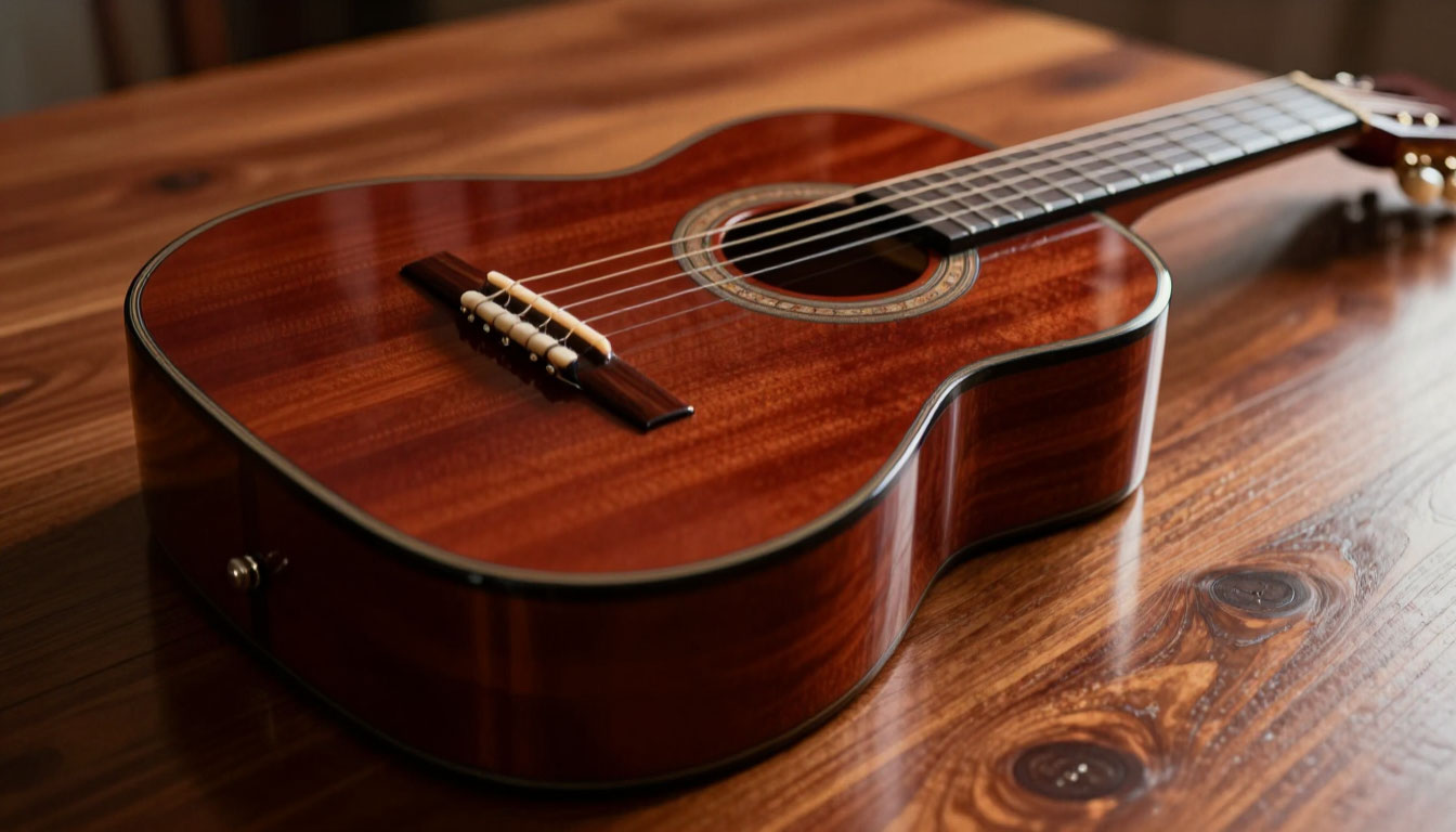 классическая гитара на столе